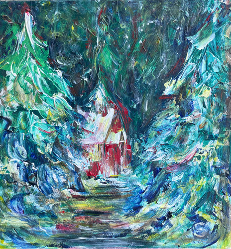 Rifugio segreto olio su - il,